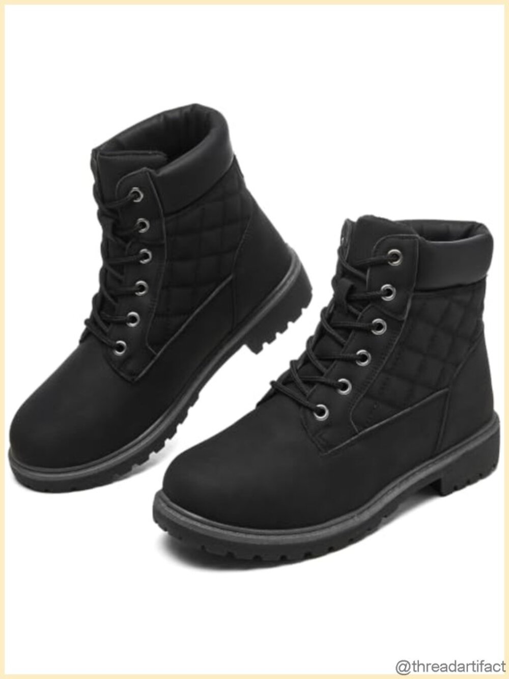 Water Resistant Faux Leather Ankle Hiking Boots Lace Up Non Slip Work Boots